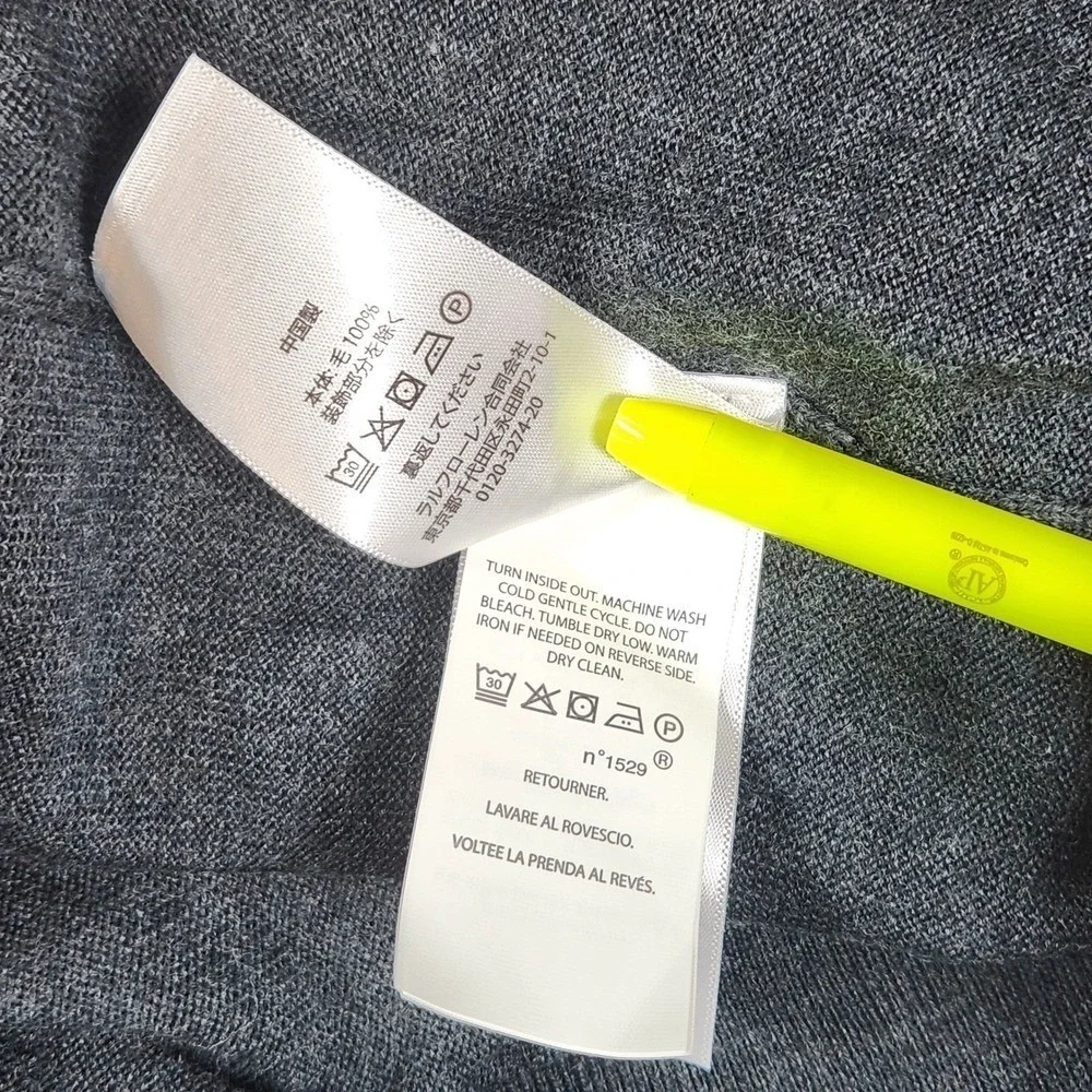 Polo Ralph Lauren‎ Merino Wool Cardigan Sweater 4XLT Big and Tall Dark Gray NWOT